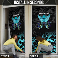 Personalized Elegant Wings and Dartboard Design Door Cover with Swirling Floral Patterns - Wonder Print Shop