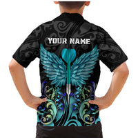 Personalized Elegant Wings and Dartboard Design Family Matching Mermaid Dress and Hawaiian Shirt with Swirling Floral Patterns - Wonder Print Shop