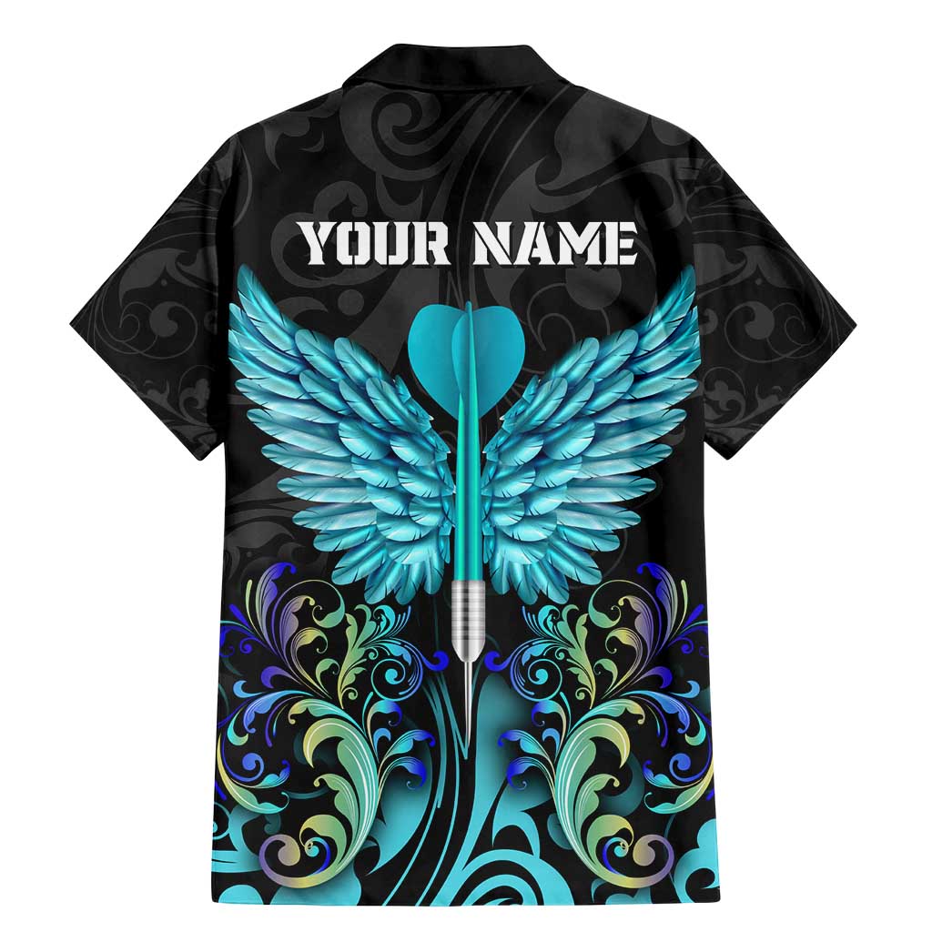 Personalized Elegant Wings and Dartboard Design Family Matching Mermaid Dress and Hawaiian Shirt with Swirling Floral Patterns - Wonder Print Shop