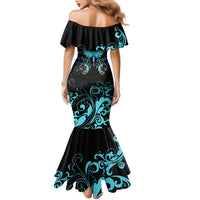 Personalized Elegant Wings and Dartboard Design Family Matching Mermaid Dress and Hawaiian Shirt with Swirling Floral Patterns - Wonder Print Shop
