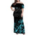Personalized Elegant Wings and Dartboard Design Family Matching Off Shoulder Maxi Dress and Hawaiian Shirt with Swirling Floral Patterns - Wonder Print Shop
