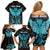 Personalized Elegant Wings and Dartboard Design Family Matching Off Shoulder Short Dress and Hawaiian Shirt with Swirling Floral Patterns - Wonder Print Shop