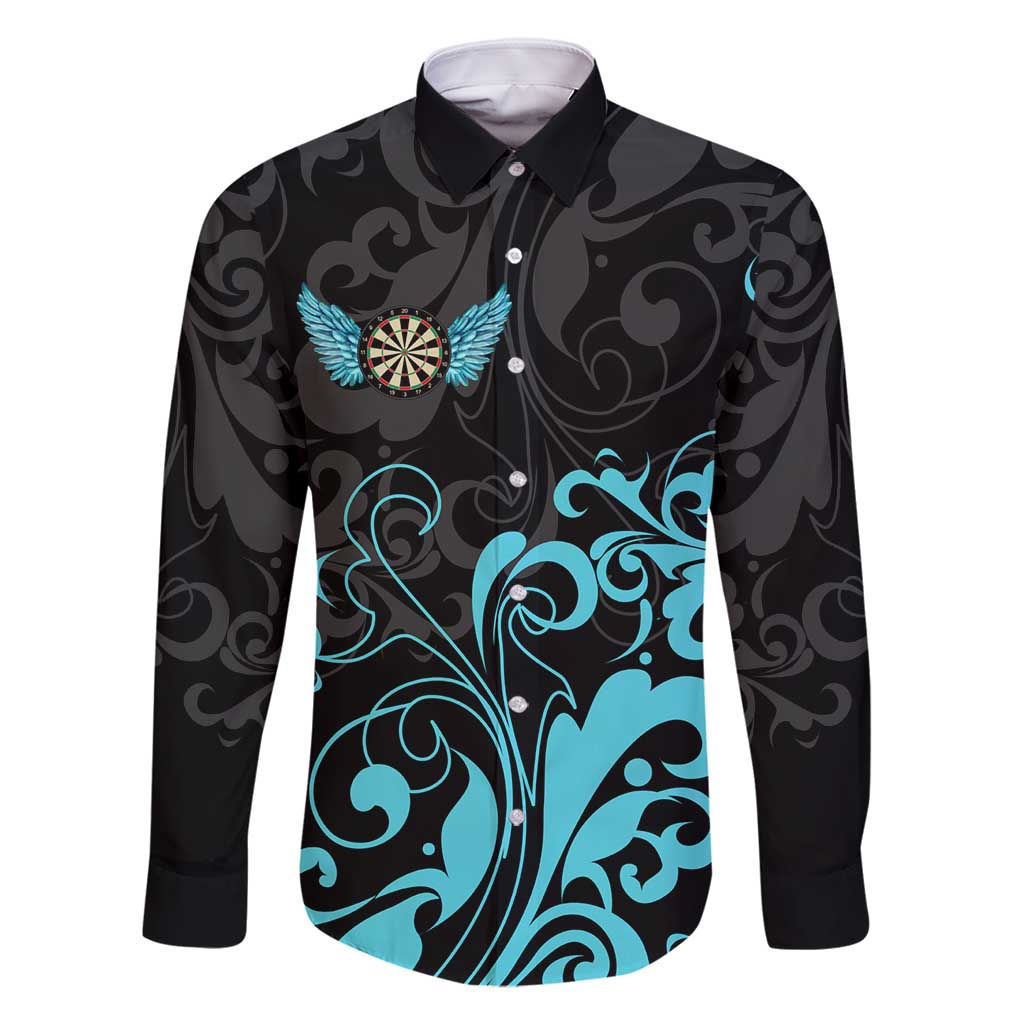 Personalized Elegant Wings and Dartboard Design Family Matching Off Shoulder Short Dress and Hawaiian Shirt with Swirling Floral Patterns - Wonder Print Shop