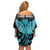 Personalized Elegant Wings and Dartboard Design Family Matching Off Shoulder Short Dress and Hawaiian Shirt with Swirling Floral Patterns - Wonder Print Shop