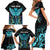 Personalized Elegant Wings and Dartboard Design Family Matching Short Sleeve Bodycon Dress and Hawaiian Shirt with Swirling Floral Patterns - Wonder Print Shop