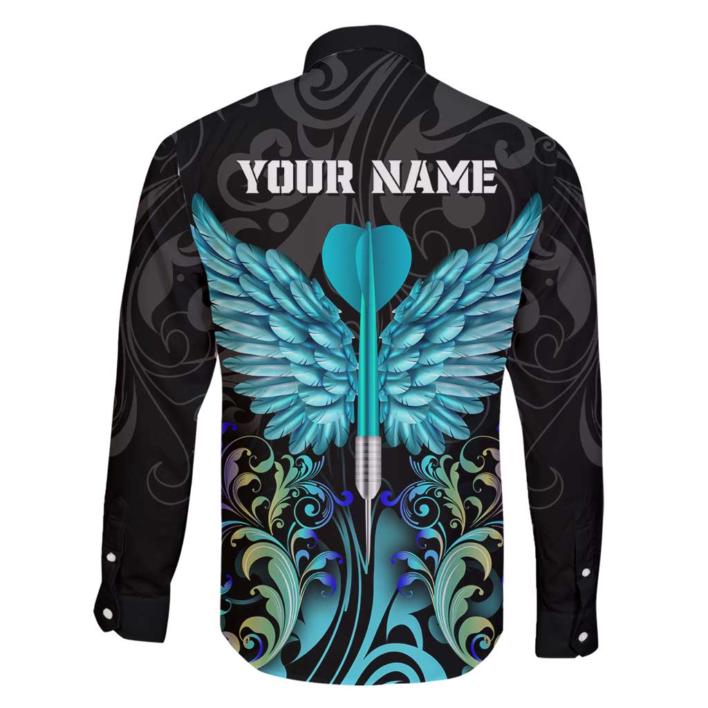 Personalized Elegant Wings and Dartboard Design Family Matching Summer Maxi Dress and Hawaiian Shirt with Swirling Floral Patterns - Wonder Print Shop