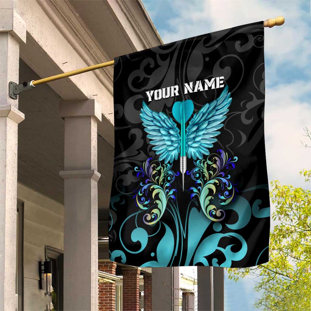 Personalized Elegant Wings and Dartboard Design Garden Flag with Swirling Floral Patterns - Wonder Print Shop