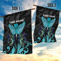 Personalized Elegant Wings and Dartboard Design Garden Flag with Swirling Floral Patterns - Wonder Print Shop