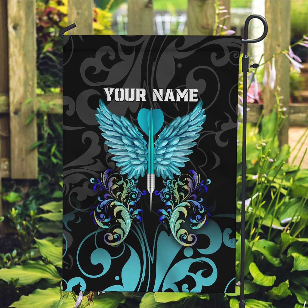 Personalized Elegant Wings and Dartboard Design Garden Flag with Swirling Floral Patterns - Wonder Print Shop
