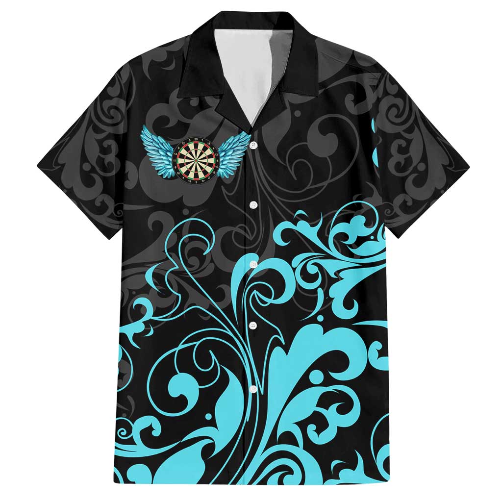 Personalized Elegant Wings and Dartboard Design Hawaiian Shirt with Swirling Floral Patterns - Wonder Print Shop