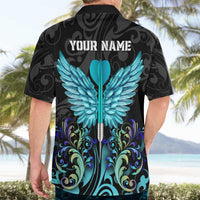 Personalized Elegant Wings and Dartboard Design Hawaiian Shirt with Swirling Floral Patterns - Wonder Print Shop