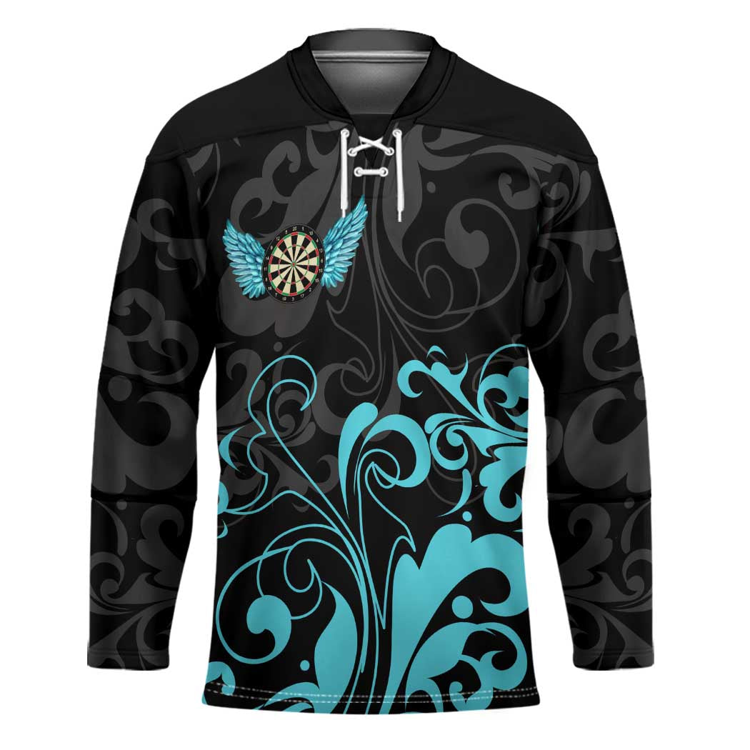 Personalized Elegant Wings and Dartboard Design Hockey Jersey with Swirling Floral Patterns - Wonder Print Shop