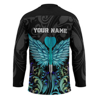 Personalized Elegant Wings and Dartboard Design Hockey Jersey with Swirling Floral Patterns - Wonder Print Shop