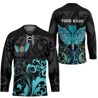 Personalized Elegant Wings and Dartboard Design Hockey Jersey with Swirling Floral Patterns - Wonder Print Shop