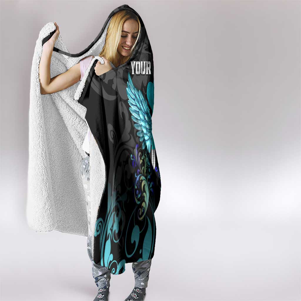 Personalized Elegant Wings and Dartboard Design Hooded Blanket with Swirling Floral Patterns - Wonder Print Shop