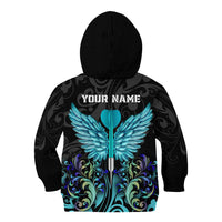 Personalized Elegant Wings and Dartboard Design Kid Hoodie with Swirling Floral Patterns - Wonder Print Shop