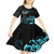 Personalized Elegant Wings and Dartboard Design Kid Short Sleeve Dress with Swirling Floral Patterns - Wonder Print Shop