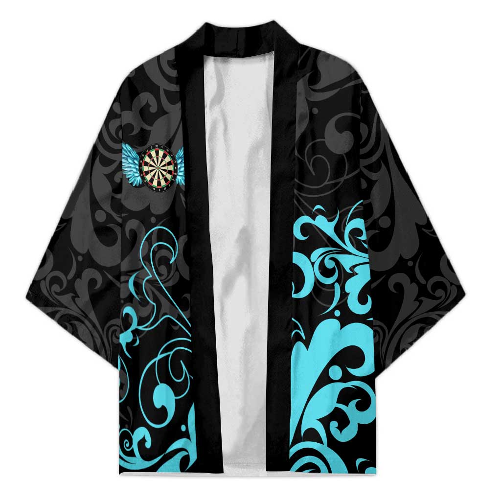 Personalized Elegant Wings and Dartboard Design Kimono with Swirling Floral Patterns - Wonder Print Shop