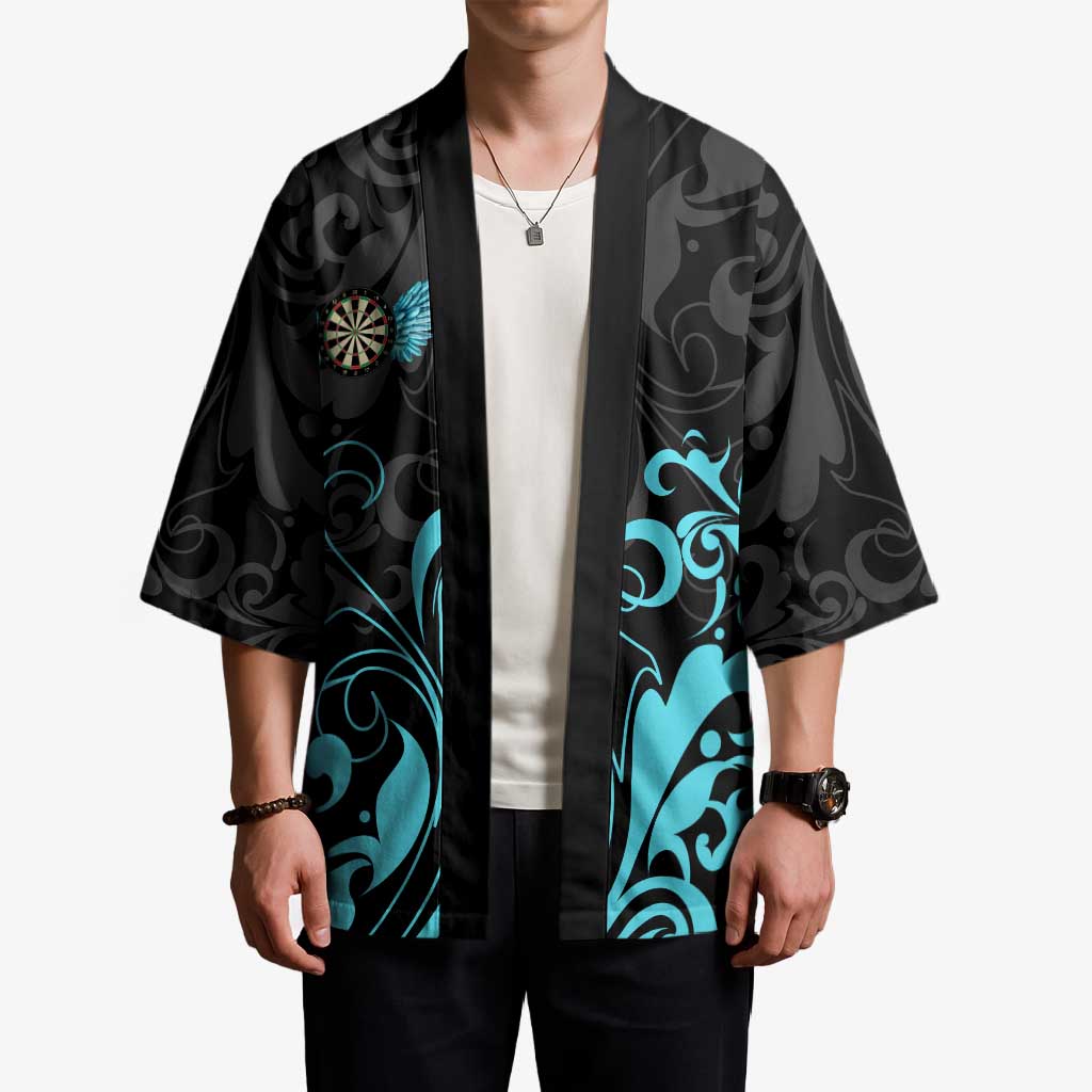 Personalized Elegant Wings and Dartboard Design Kimono with Swirling Floral Patterns - Wonder Print Shop