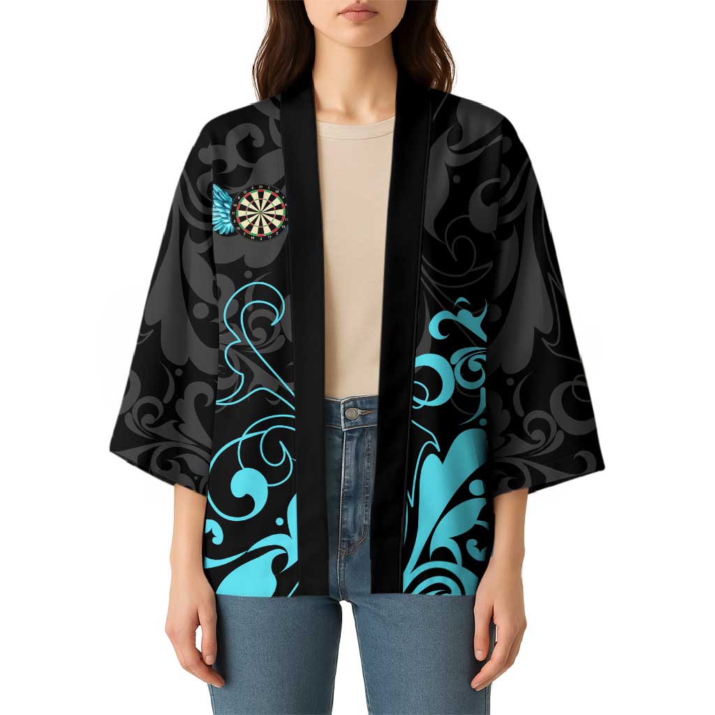 Personalized Elegant Wings and Dartboard Design Kimono with Swirling Floral Patterns - Wonder Print Shop