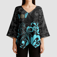 Personalized Elegant Wings and Dartboard Design Kimono Sleeve Blouse with Swirling Floral Patterns - Wonder Print Shop