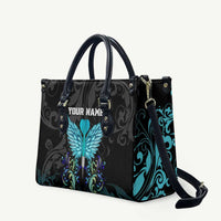 Personalized Elegant Wings and Dartboard Design Leather Bag with Swirling Floral Patterns - Wonder Print Shop