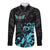 Personalized Elegant Wings and Dartboard Design Long Sleeve Button Shirt with Swirling Floral Patterns - Wonder Print Shop