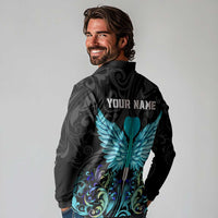 Personalized Elegant Wings and Dartboard Design Long Sleeve Polo Shirt with Swirling Floral Patterns - Wonder Print Shop