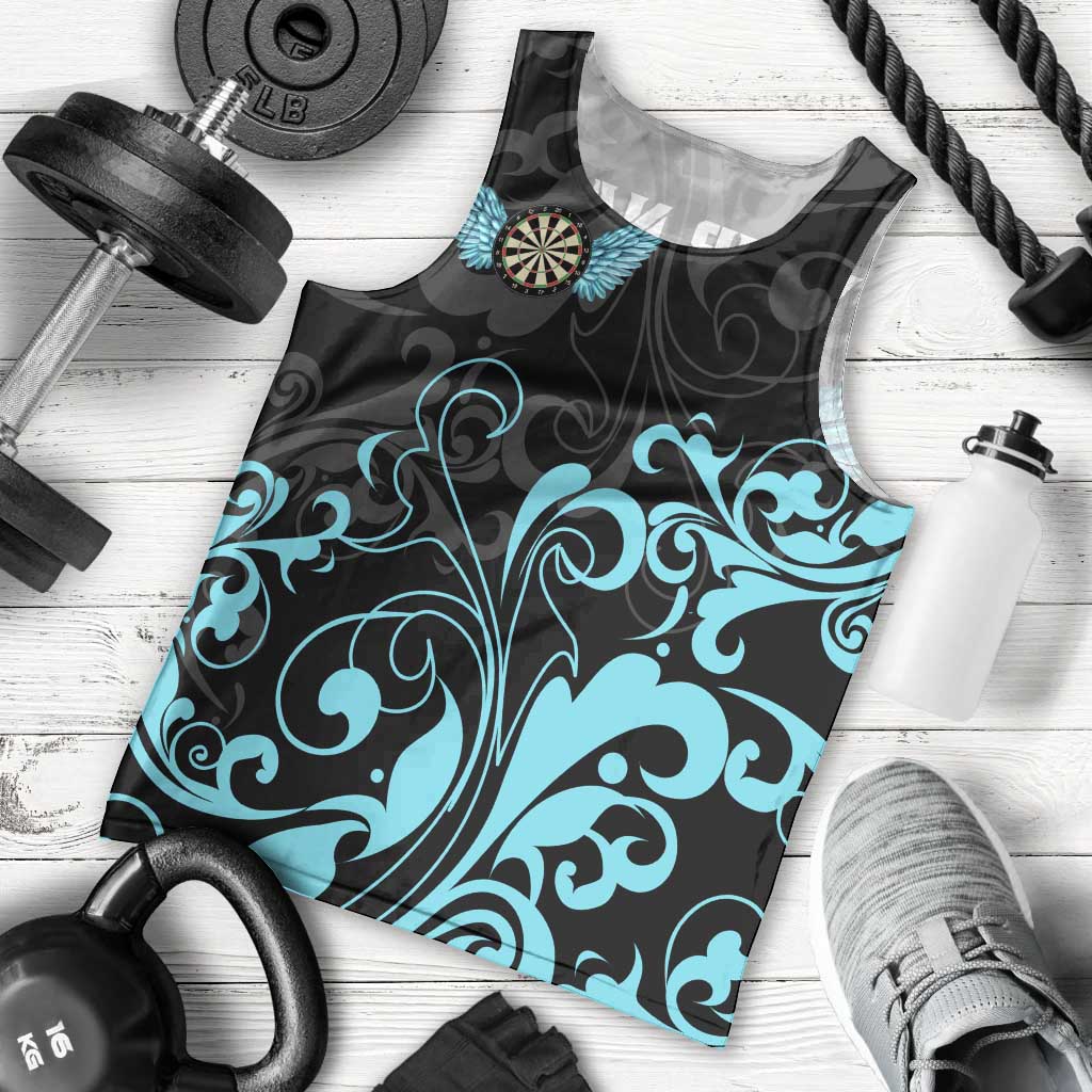Personalized Elegant Wings and Dartboard Design Men Tank Top with Swirling Floral Patterns - Wonder Print Shop