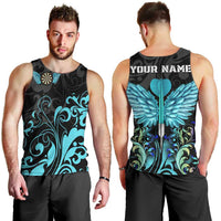Personalized Elegant Wings and Dartboard Design Men Tank Top with Swirling Floral Patterns - Wonder Print Shop