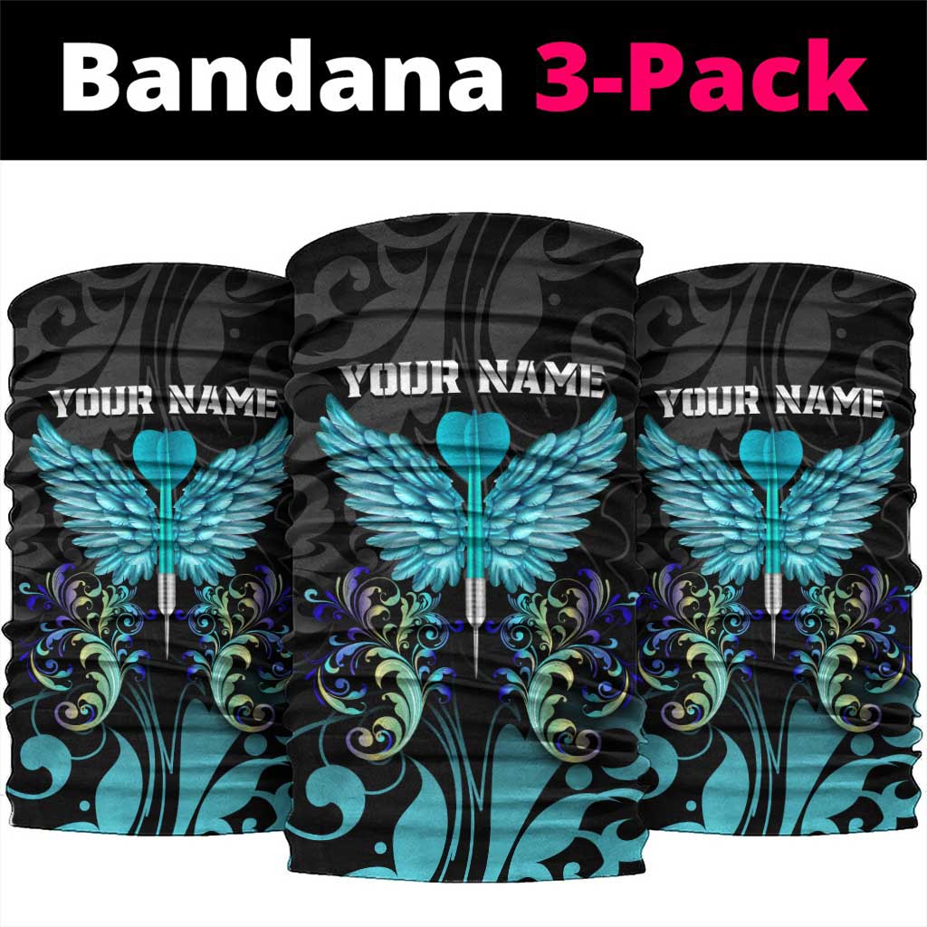 Elegant Wings and Dartboard Design Neck Gaiter with Swirling Floral Patterns TS04