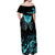 Personalized Elegant Wings and Dartboard Design Off Shoulder Maxi Dress with Swirling Floral Patterns - Wonder Print Shop