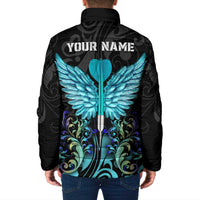 Personalized Elegant Wings and Dartboard Design Padded Jacket with Swirling Floral Patterns - Wonder Print Shop