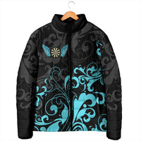 Personalized Elegant Wings and Dartboard Design Padded Jacket with Swirling Floral Patterns - Wonder Print Shop