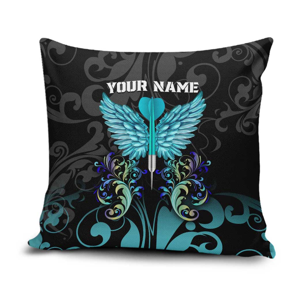 Personalized Elegant Wings and Dartboard Design Pillow Cover with Swirling Floral Patterns - Wonder Print Shop