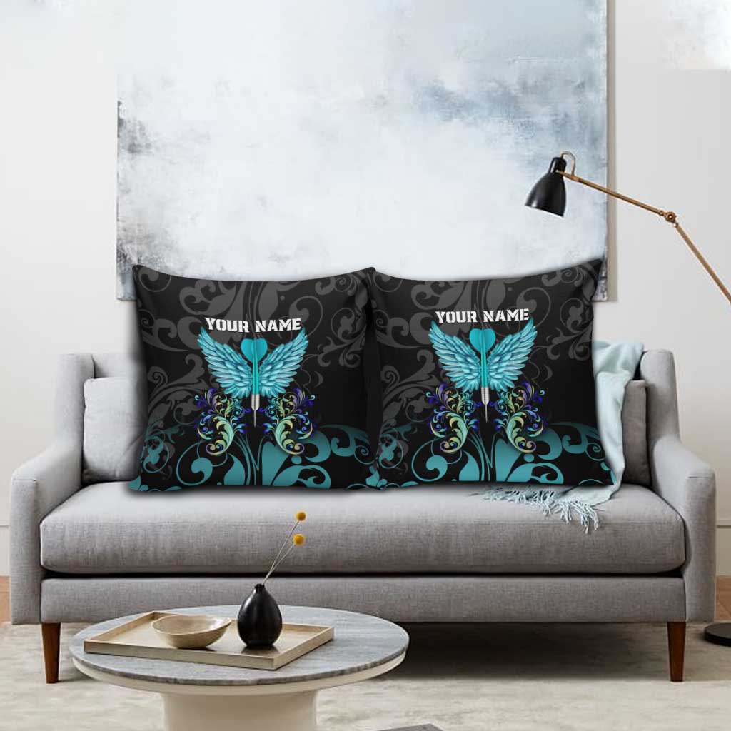 Personalized Elegant Wings and Dartboard Design Pillow Cover with Swirling Floral Patterns - Wonder Print Shop