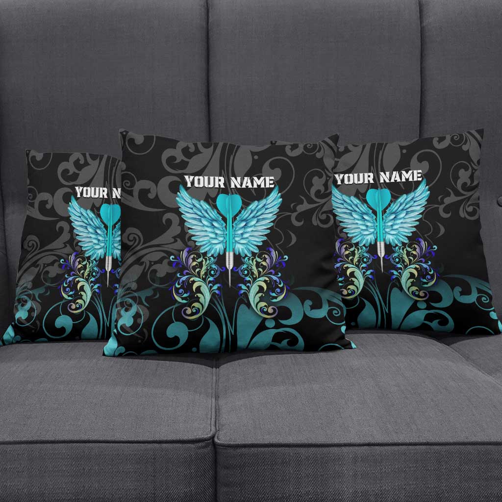Personalized Elegant Wings and Dartboard Design Pillow Cover with Swirling Floral Patterns - Wonder Print Shop