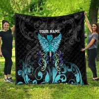 Personalized Elegant Wings and Dartboard Design Quilt with Swirling Floral Patterns - Wonder Print Shop