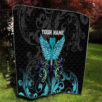 Personalized Elegant Wings and Dartboard Design Quilt with Swirling Floral Patterns - Wonder Print Shop