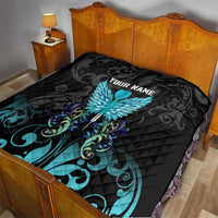 Personalized Elegant Wings and Dartboard Design Quilt with Swirling Floral Patterns - Wonder Print Shop