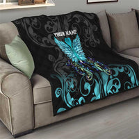 Personalized Elegant Wings and Dartboard Design Quilt with Swirling Floral Patterns - Wonder Print Shop