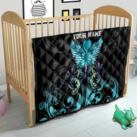 Personalized Elegant Wings and Dartboard Design Quilt with Swirling Floral Patterns - Wonder Print Shop