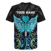 Personalized Elegant Wings and Dartboard Design Rugby Jersey with Swirling Floral Patterns - Wonder Print Shop