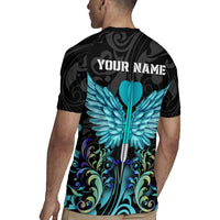 Personalized Elegant Wings and Dartboard Design Rugby Jersey with Swirling Floral Patterns - Wonder Print Shop