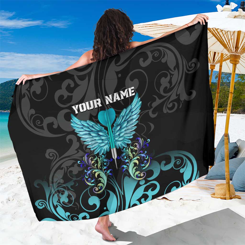 Personalized Elegant Wings and Dartboard Design Sarong with Swirling Floral Patterns - Wonder Print Shop