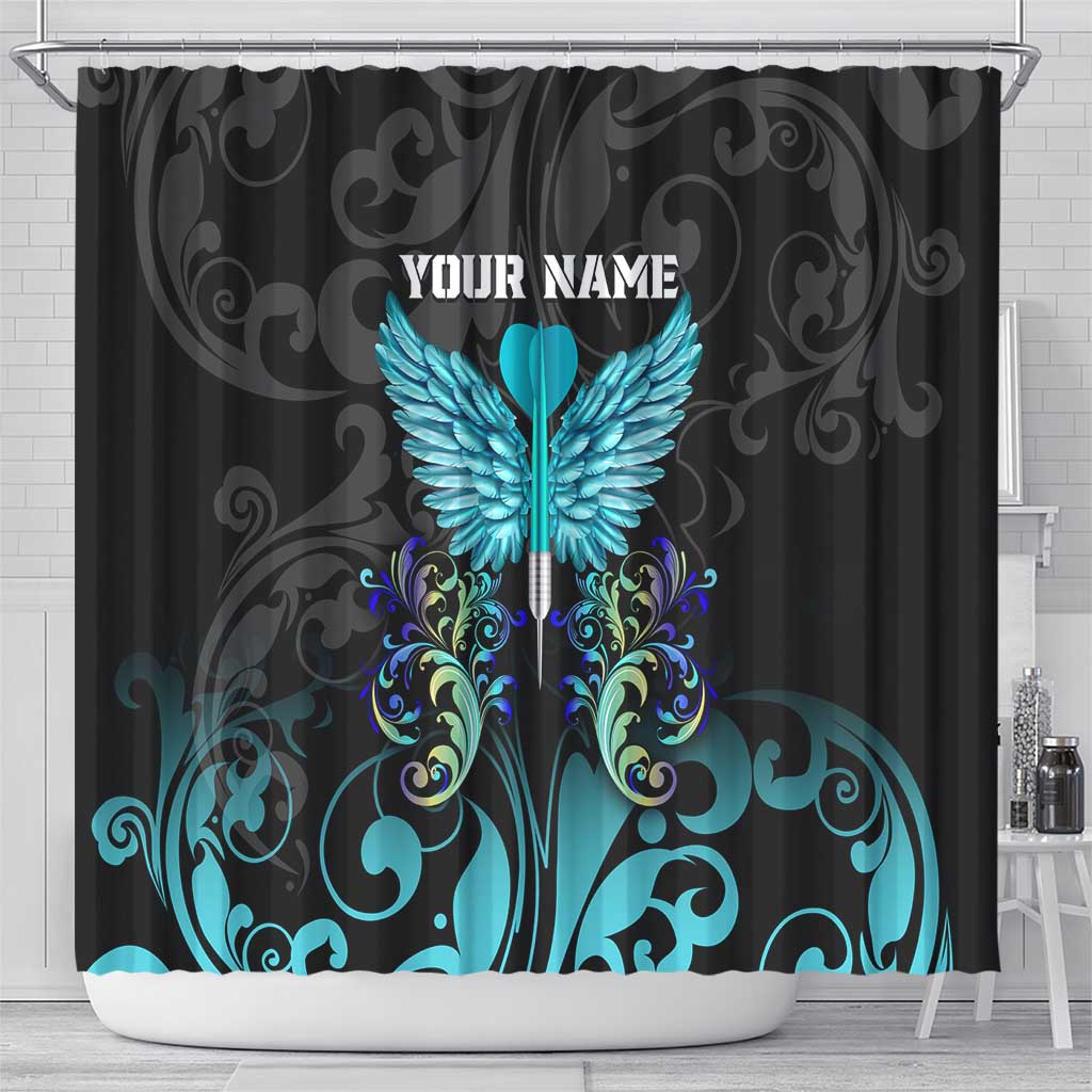 Personalized Elegant Wings and Dartboard Design Shower Curtain with Swirling Floral Patterns - Wonder Print Shop