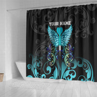 Personalized Elegant Wings and Dartboard Design Shower Curtain with Swirling Floral Patterns - Wonder Print Shop