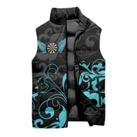 Personalized Elegant Wings and Dartboard Design Sleeveless Puffer Jacket with Swirling Floral Patterns - Wonder Print Shop