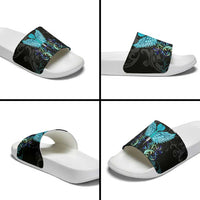 Personalized Elegant Wings and Dartboard Design Slide Sandals with Swirling Floral Patterns - Wonder Print Shop