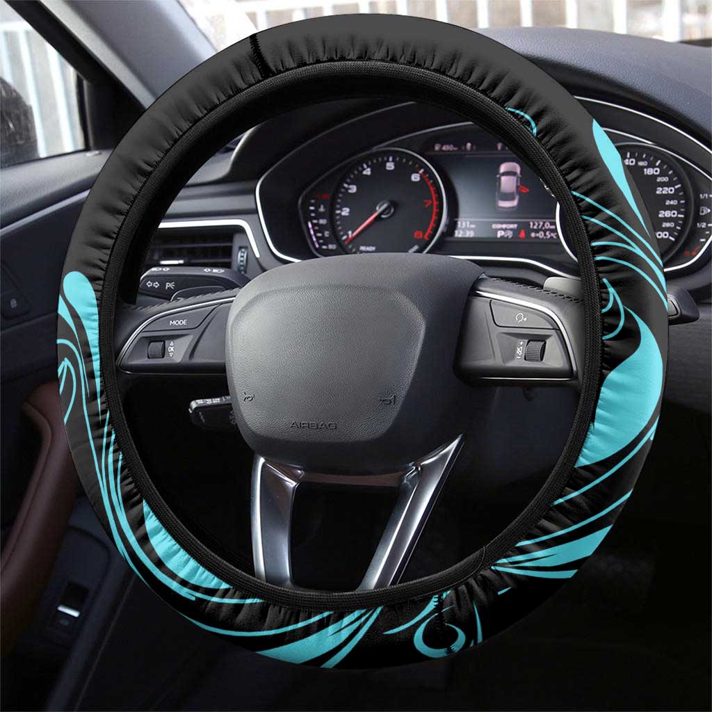 Elegant Wings and Dartboard Design Steering Wheel Cover with Swirling Floral Patterns - Wonder Print Shop